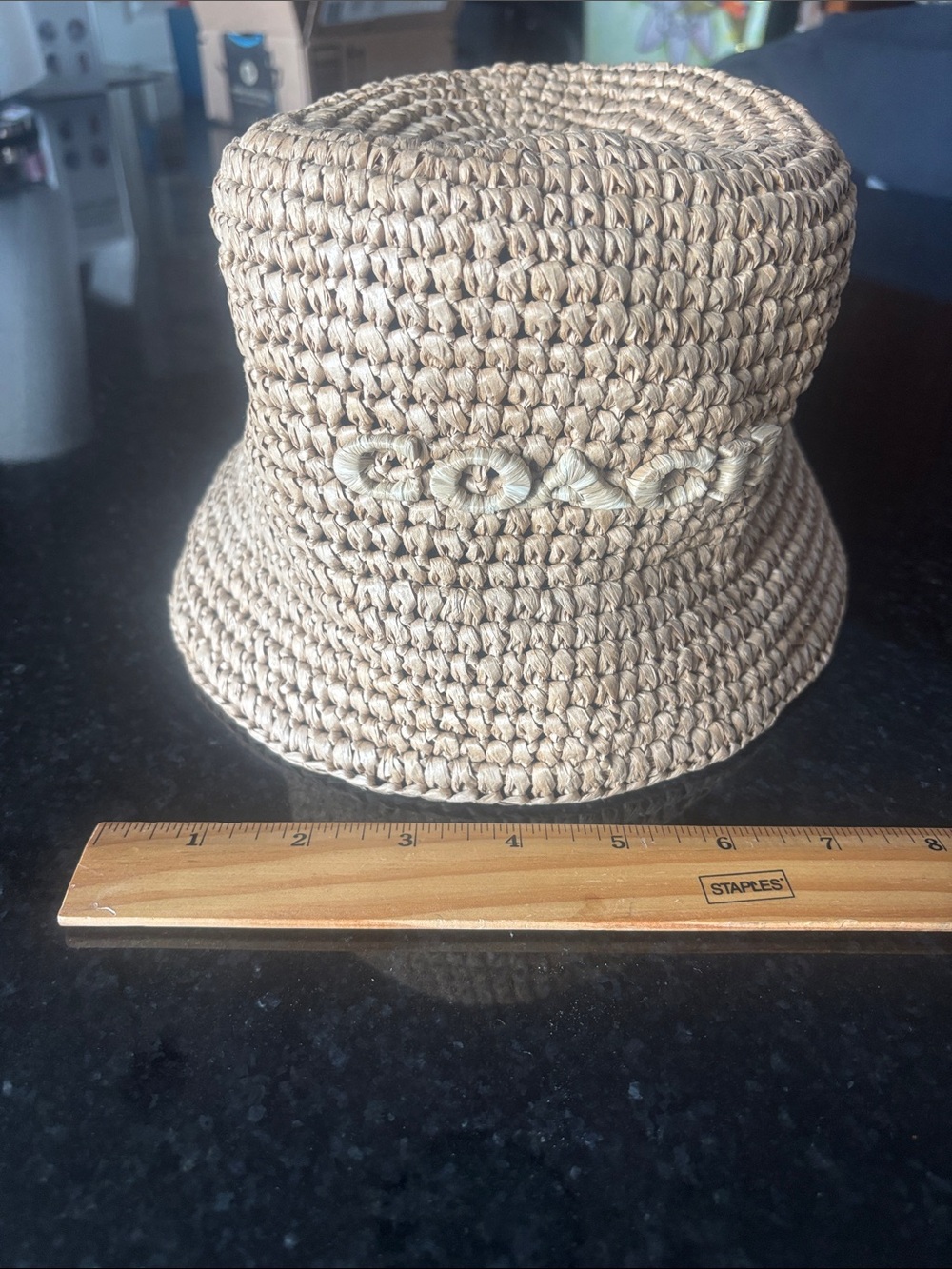 Coach Braided Straw Cloche Beach Hat in Natural Beige